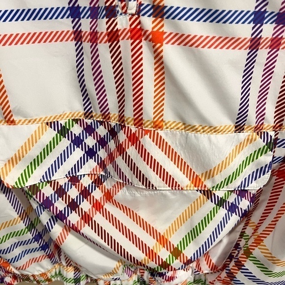 Forever 21 Tokyo Rainbow Plaid Windbreaker Track Jacket with Hood Small Skater - Picture 7 of 11